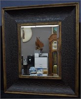 Beveled Glass Faux Leather Entryway Mirror