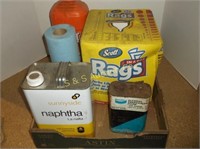 Box of rags  hand cleaner  Naptha