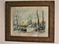 Framed Print- A Winter Sunset in New England