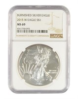 Certified 2015 Burnished American Silver Eagle