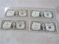 4 ONE DOLLAR SILVER CERTIFICATE NOTES VARIOUS DATE