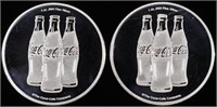 (2) 1 OZ .999 SILVER COCA-COLA ROUNDS