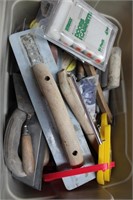 Tub of Painting Supplies & Trowels