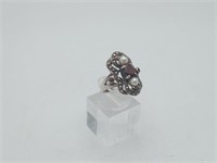 Sterling Silver Garnet Maracite Pearl Ring