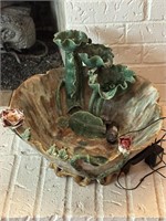 Italian Majolica Style Frog & Lily Water Fountain