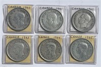 CANADA: 1940-1945 Silver 50 Cent Date Run