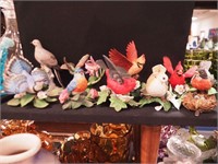 Nine Lenox china bird figurines: blue jay;