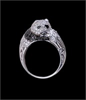 Sterling Silver Pave Panda Ring