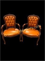 Pair French Provincial Style Open Armchairs