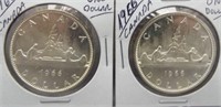 (2) 1966 Canadian Silver Dollars.