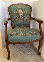 Cherry Upholstered Victorian Arm Chair