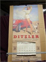 1965 Ditzler Pinup girl & dog calendar. Full pad.