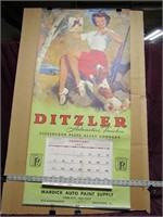 1967 Ditzler Pinup girl & dog calendar. Feb-Dec.