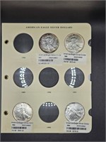 18 assorted Silver American Eagles & booklet