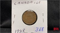 1928 Canadian penny