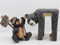 Bear Stool & Run-A-Muck Sign Decor Bear Figures
