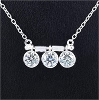 APPR $2200 Moissanite Necklace 2.5 Ct 925 Silver