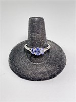 Sterling 3 Stone Tanzanite Ring 2 Gr Size 9.75