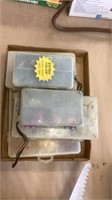 Lot of small double sided tackle boxes w/contents