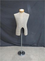 VINTAGE MALE MANNEQUIN ON STAND W/ WOOD TOP