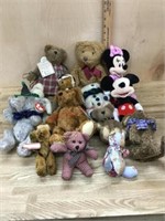 Box of Boyds bears and Mickey and Minnie mouse