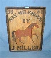 Six mile horse by J. Miller style advertising sign