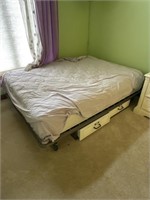 Pottery Barn Queen bed with drawers underneath &