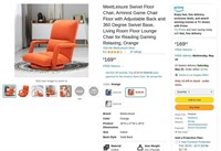 B1703  Swivel Floor Chair Adjustable Back Orange