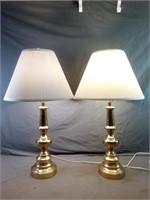 Set of Brass Style Lamps Measure Approximately