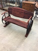 Fantastic, well made rustic wagon wheel bench,