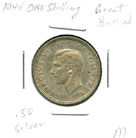 1944 British Silver One Shilling