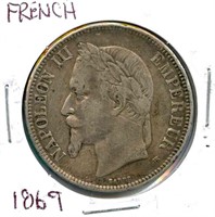 1869 France Silver 5 Francs
