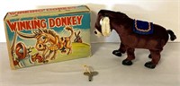 Vintage Winking Wind Up Toy Donkey Box