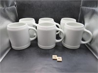 SET OF 6 PLAIN WHITE TANKARDS