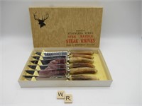 VINTAGE STAG HANDLED STEAK KNIVES