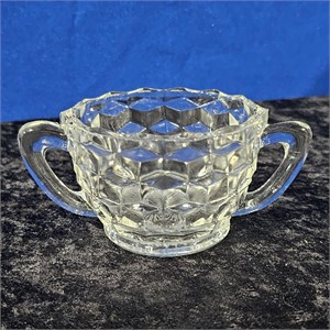 Fostoria American Clear Glass Cubist sugar cup