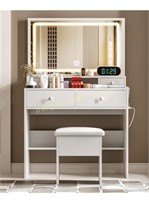Lecevocy Vanity Desk Set w/LED Lighted Mirror $140