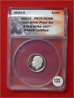 2021 S Roosevelt Dime ANACS PR70 DCAM