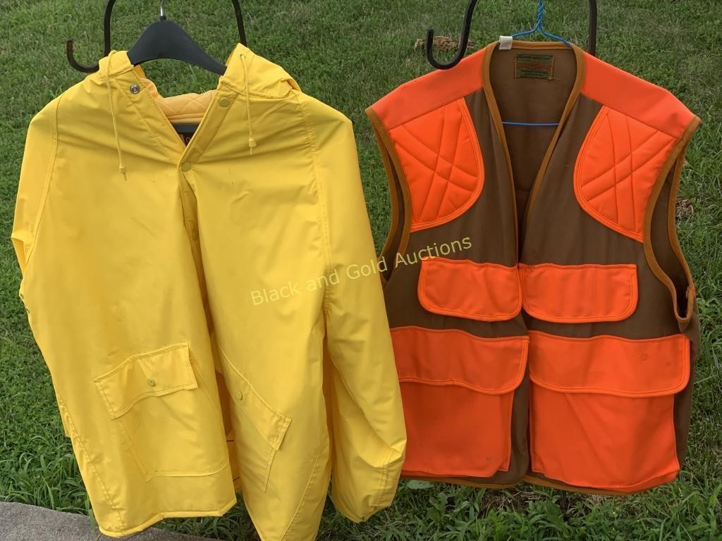 2 Men’s Outdoor Tops: Rain Coat & Hunting Vest