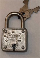 Vintage Master Lock No.66 Padlock w/ Two Keys