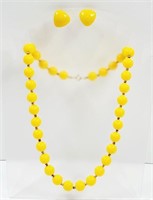 Yellow Vintage Lucite Necklace & Earrings SET