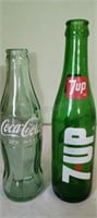 Arabic 7 UP Bottle and Vintage Coca Cola Bottle