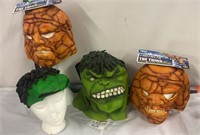 2 Fantastic Adult Masks & 2) Hulk Masks