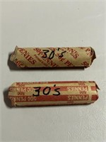 (2) ROLLS OF WHEAT PENNIES - ALL 1930'S DATES