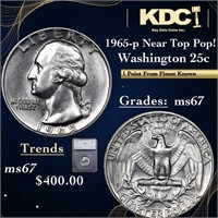 1965-p Washington Quarter Near Top Pop! 25c Graded