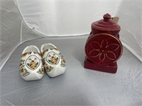 Pair Holland Shoes & Red Container w/Lid