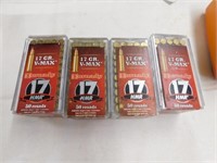 Four boxes of Hornady 17 HMR cartridges