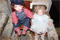 Porcelain Dolls in Wooden Chairs