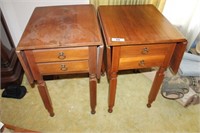 Pair of Antique Walnut Drop Side End Tables