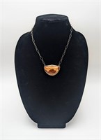 Sterling Silver & Natural Brown StoneNecklace